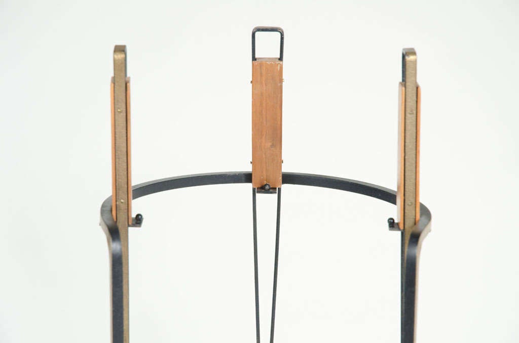 Mid-20th Century American Wrought Iron and Wood Handled 'Fireset' Firetools by Tony Paul For Sale